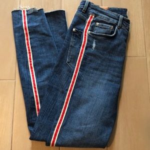 Zara high rise “vintage skinny” jeans w/ stripe